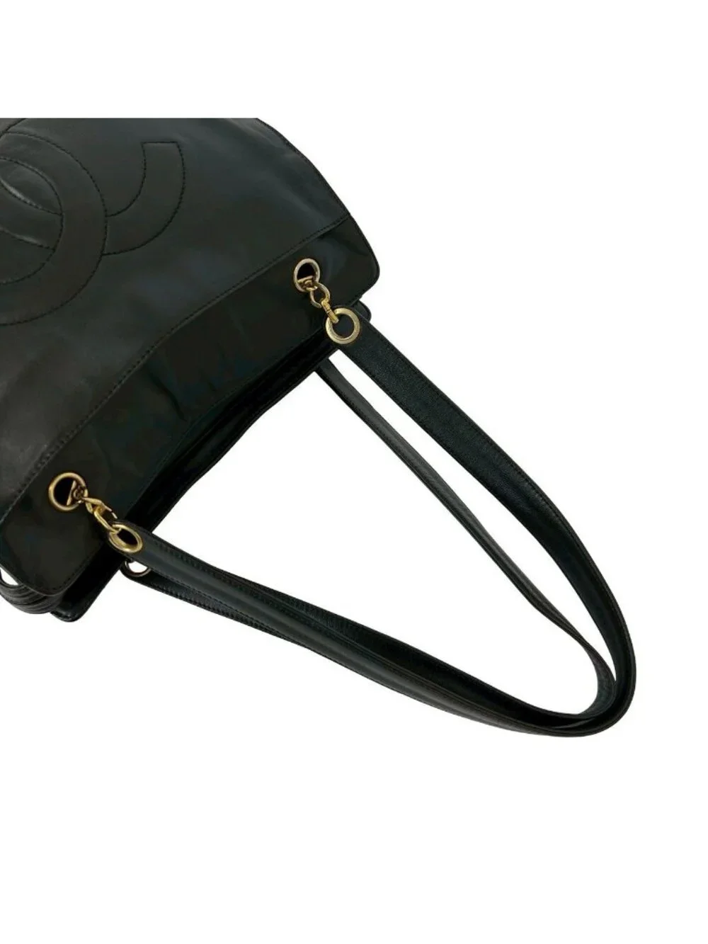 Chanel Seal Present 3 Vintage CC Logo Lambskin Shoulder Bag Mini Tote Black